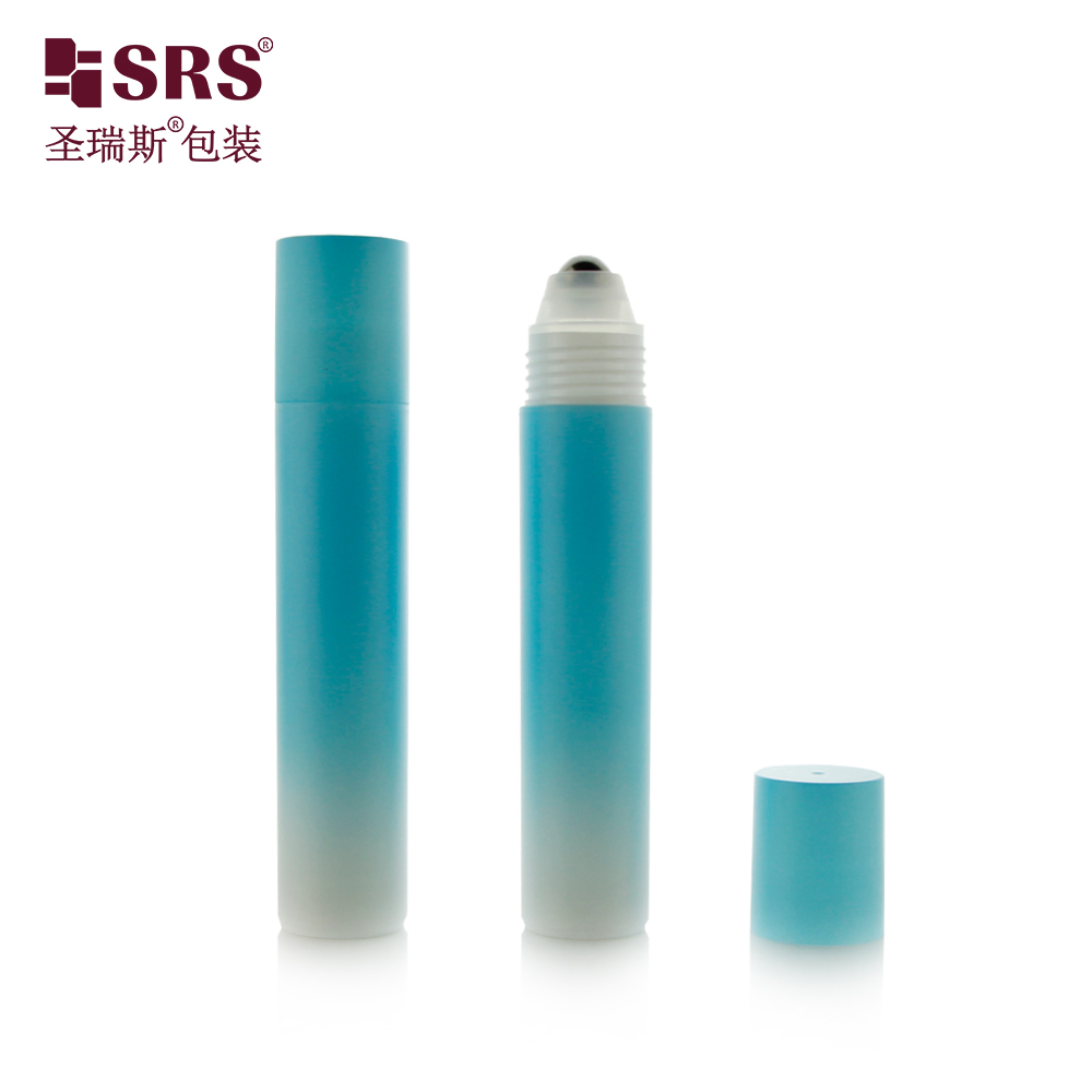 20ML Translucent Empty Injection Bottle with Plastic Roll on Applicator Blue Green Frost Cap for Massage Gel Packaging