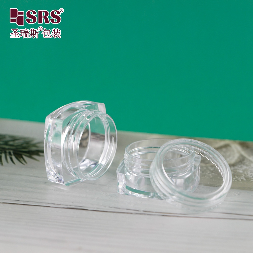 5g Empty Transparent PS Plastic Round Bottom Cosmetics Packing Cream Jar Colorful Cap