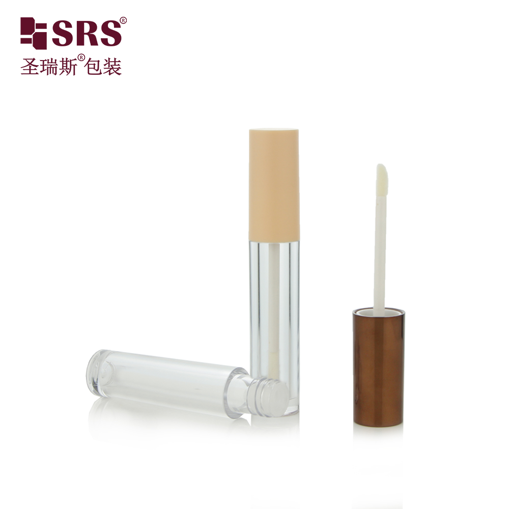 7ML Clear Tube Empty Packaging for Lip Glaze Primer with Bronze Shiny Metallic Colored Lid