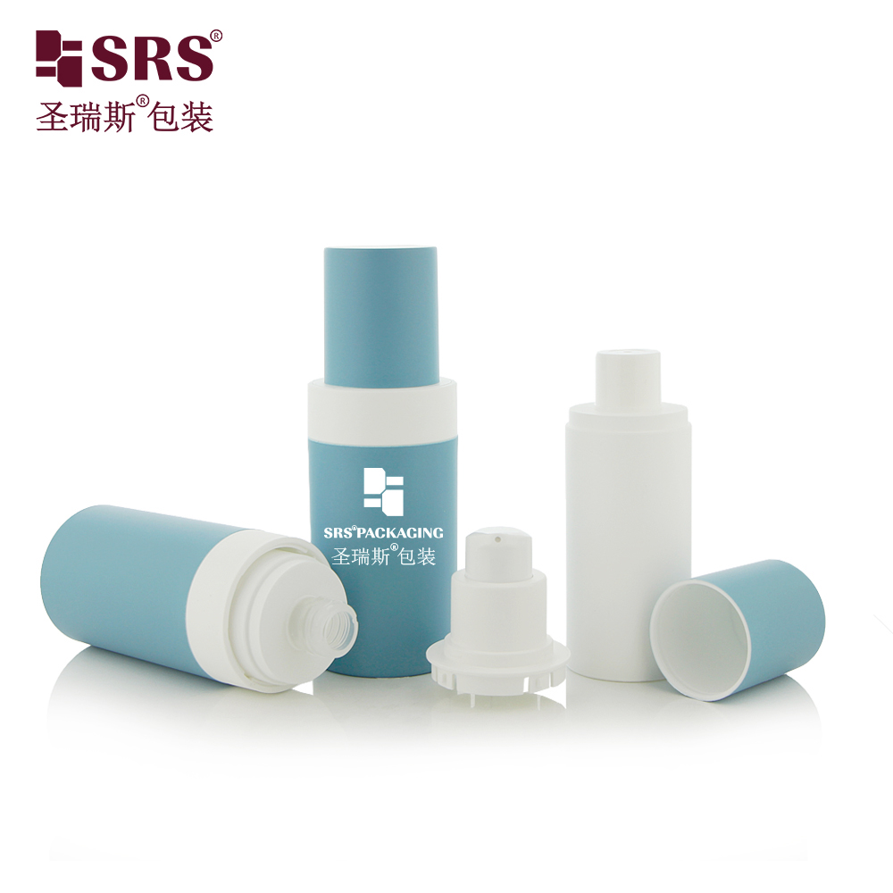 AP001-50ml Smoke Blue Colored Empty Round PP PCR Sustainable Design Plastic Bottle with Refill Inner Replacement