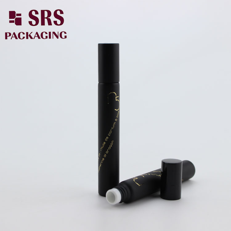 SRS Cosmetic Matt Black Perfume Glass Roll on Bottle 10ml