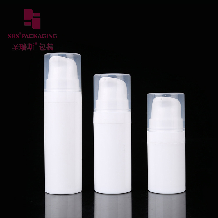 Cheap cosmetic packaging white PP plastic 15ml 30ml 50ml lotion bottle airless pump container