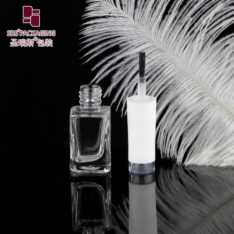 Clear Square Shape 6ml Glass Nail Polish Bottle With Brush Gel Polish Glass Packaging