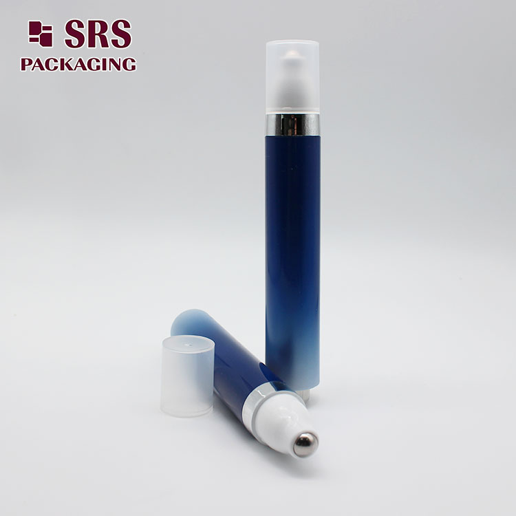 AY-15ML Cosmetic Empty Blue Color 15ml Airless Pump Bottle with roller