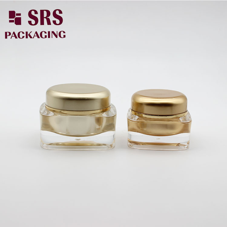 J051 Custom 5g 10g Square Cosmetic Nail Gel Jar with Golden Lid