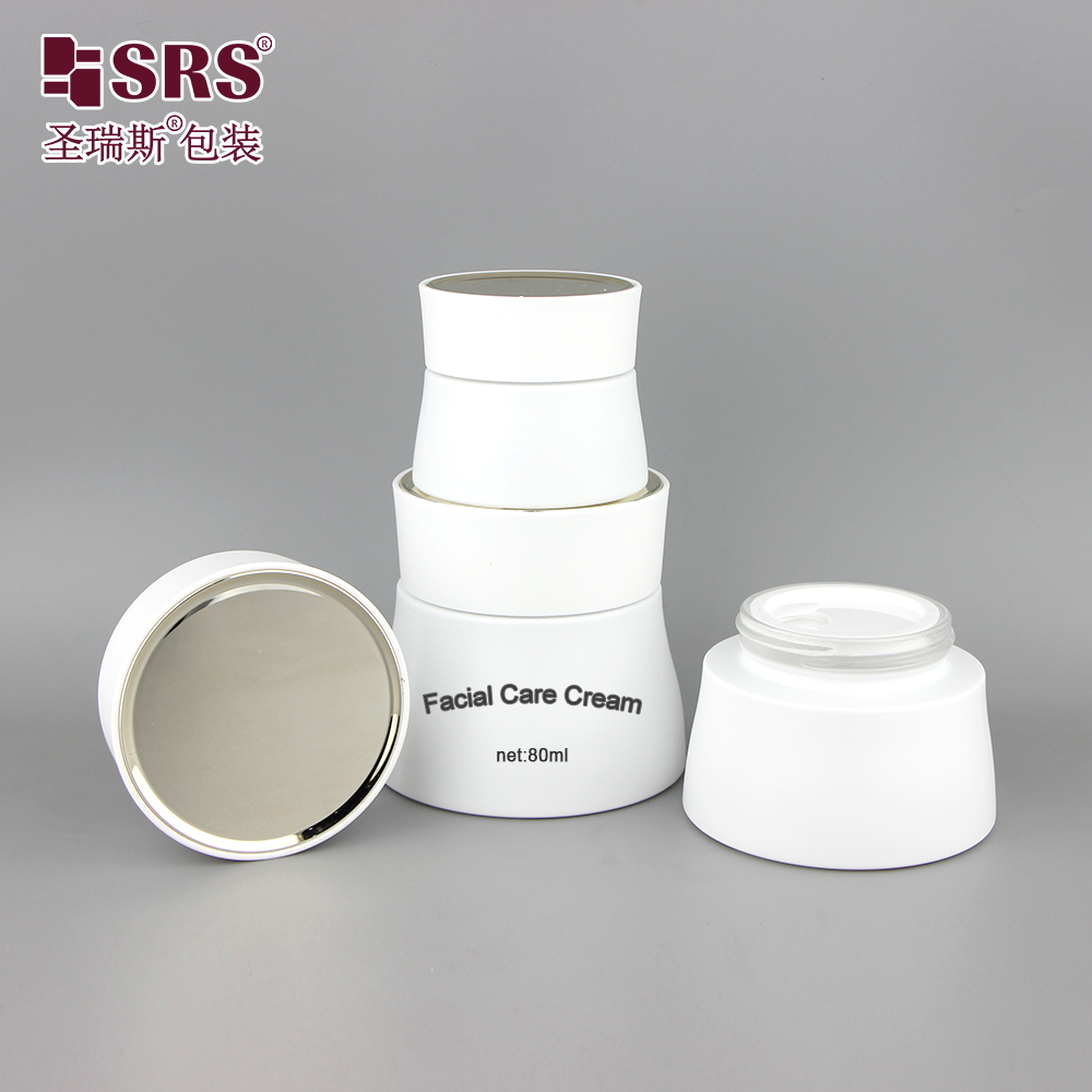 Custom Color Empty 15g 50g 80g Unique Shape White Glass Cosmetic Packaging Cream Jars 