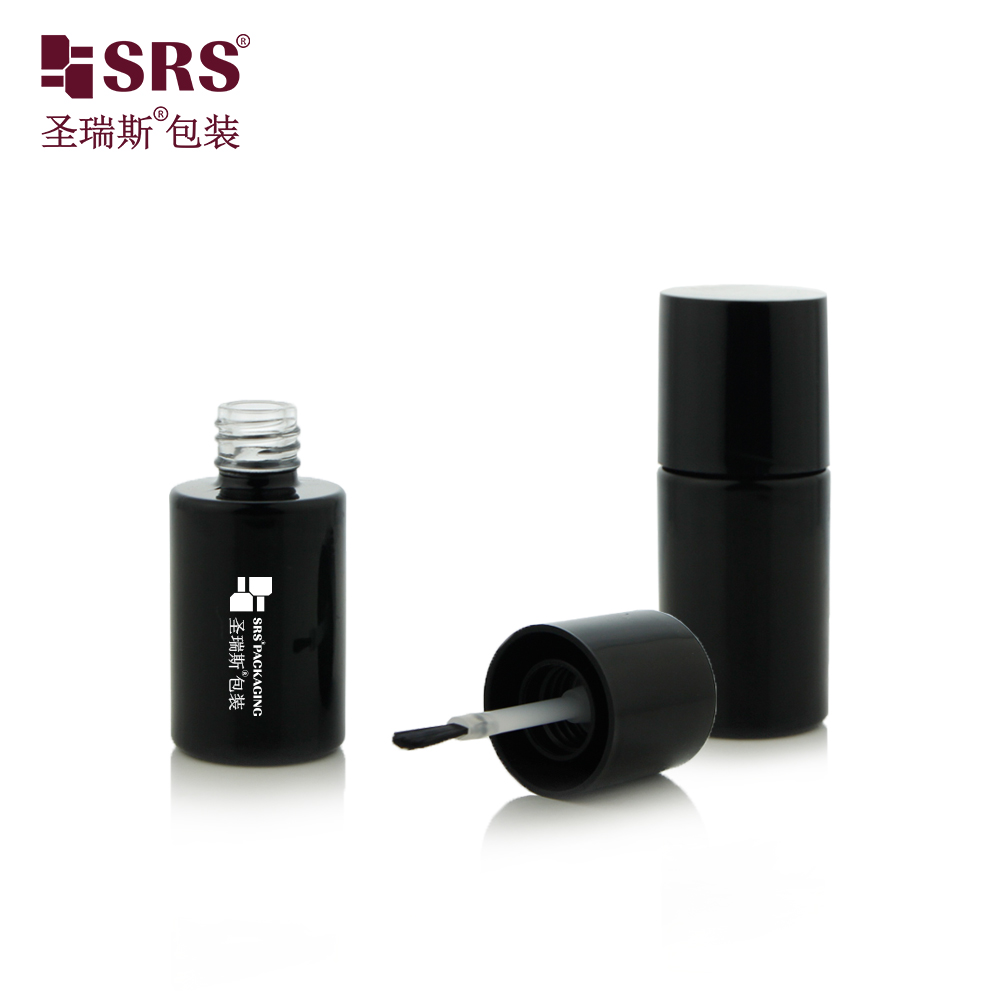 Custom Logo Black 10ml Round Bottle Color Custom Nail Polish Bottle With Brush