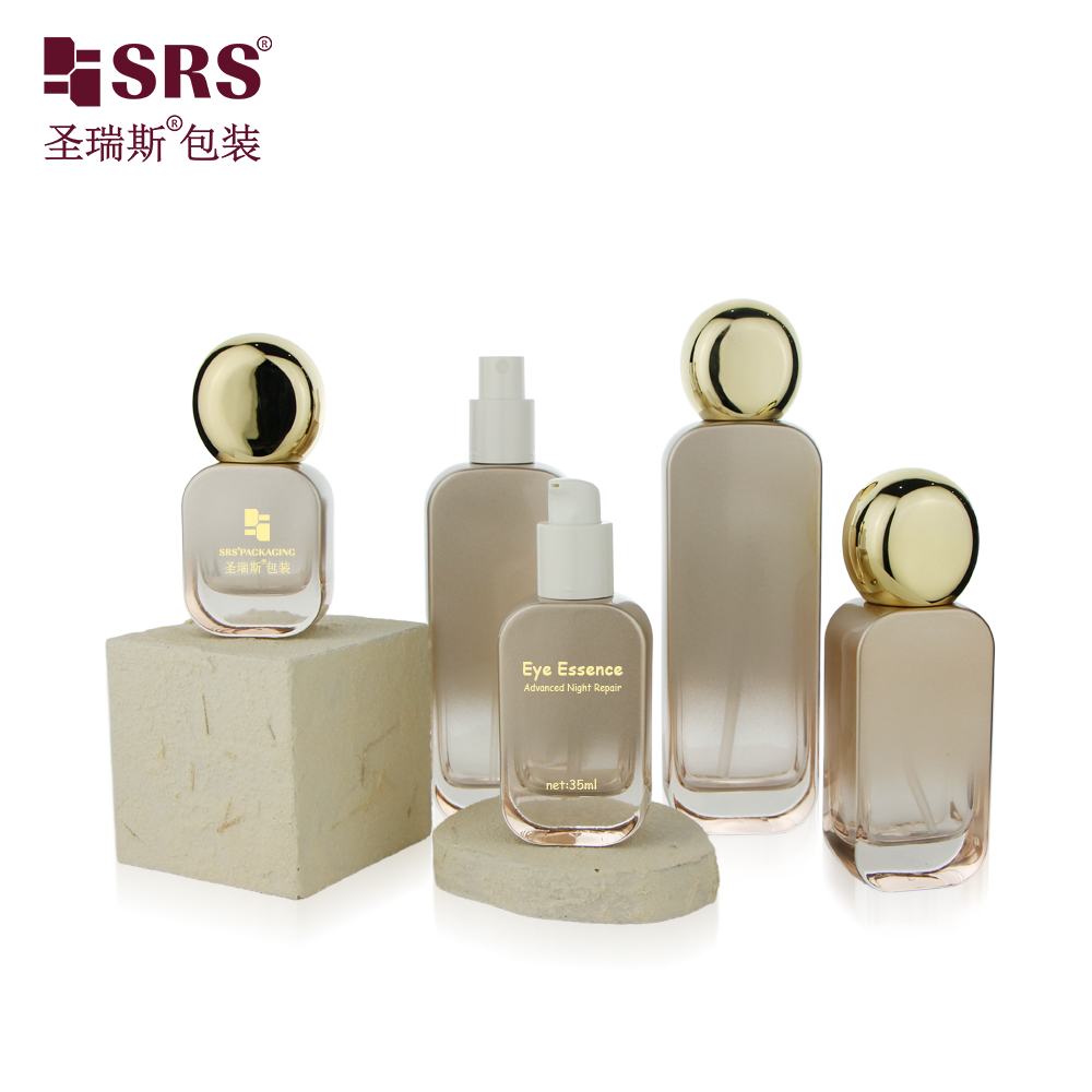 Custom Printed 20ml 30ml 50ml 100ml 120ml Empty Face Cream Skincare Glass Lotion Bottle With Pump