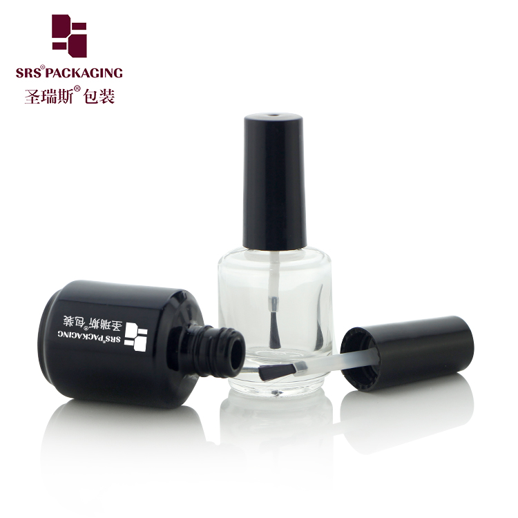 Custom Round 10ml Matte Black Transparent Empty Gel Nail Polish Bottle With Brush