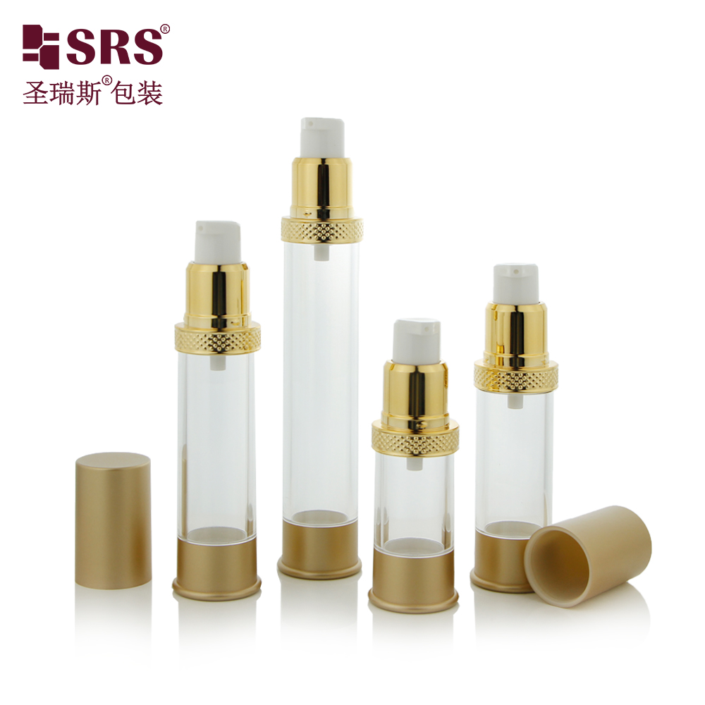 Custom logo 15ml 30ml 50ml 100ml 120ml 80ml 1oz 4oz plastic empty gold airless pump bottle for serum