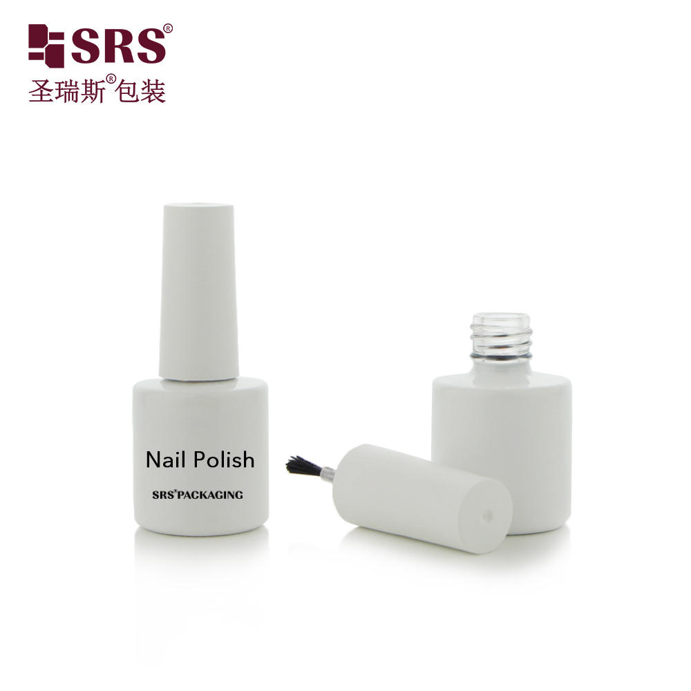 Customized 8ml White Color Glass Nail Polish Bottle Gel Polish Empty Glass Packaging