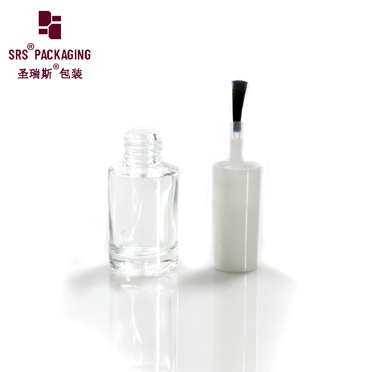 DIY Unique Clear Customized empty little mini glass 5ml 7ml UV Gel nail polish bottles with white cap