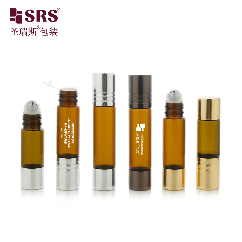 Double Ended One Is Roller and One Is Plug 6ml 8ml 10ml 15ml Glass Essential Oil Bottle