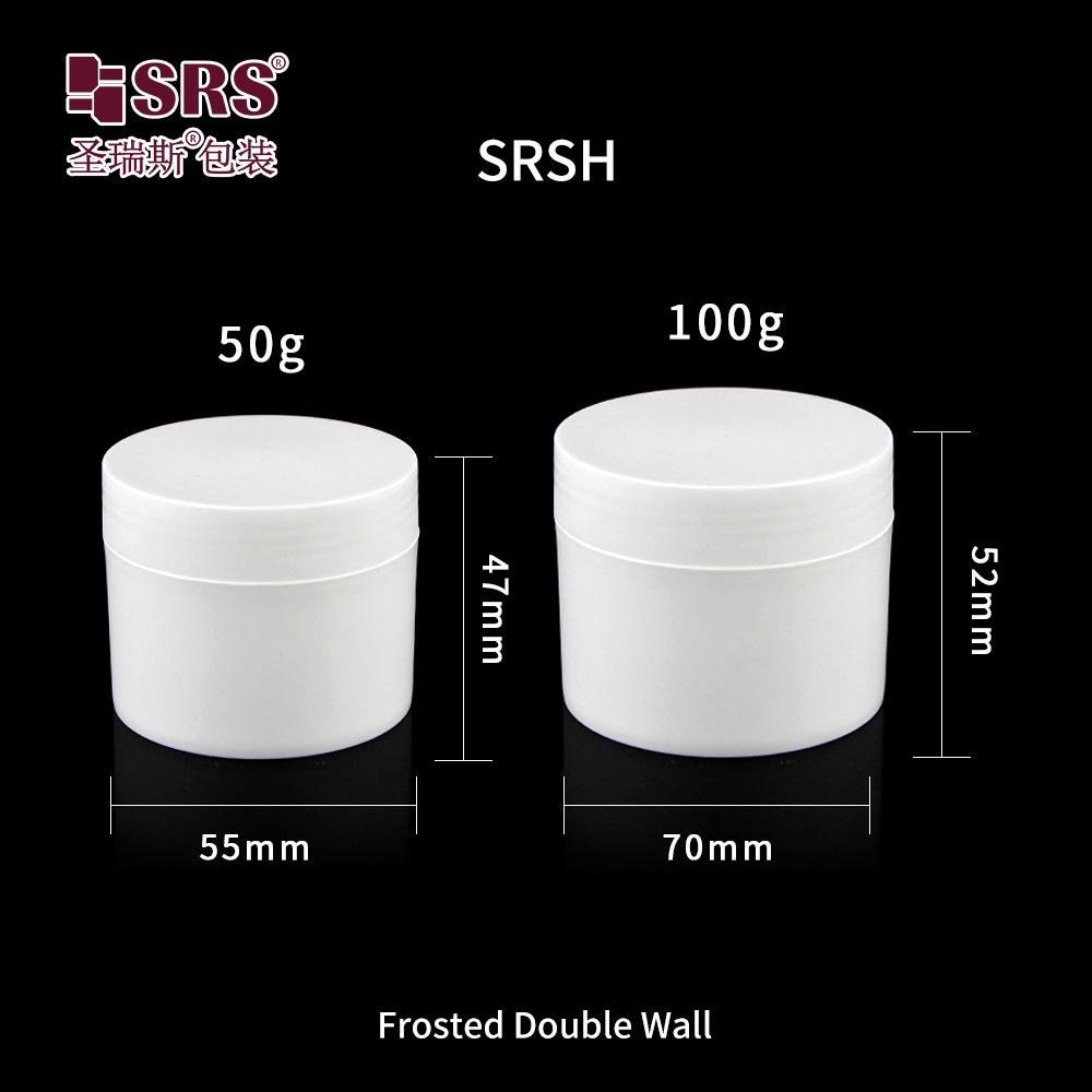 SRSH Double wall cosmetic PP PCR material container 50ml 100ml plastic jar