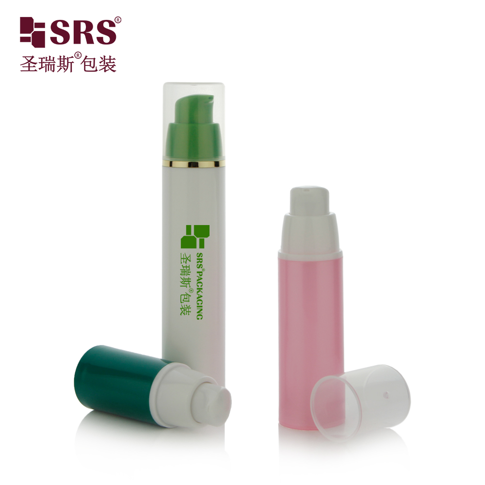 Eco friendly 15ml 30ml 50ml airless bottle custom color  PP plastic skincare lotion packaging 