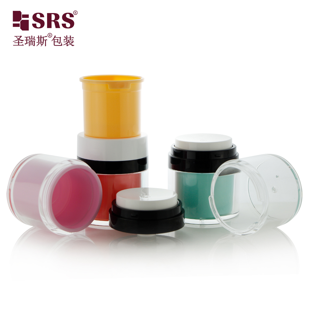 Eco-friendly PP Inner Acrylic Outer Cosmetics Jar 15g 30g 50g Replaceable Series For Skincare Custom Color