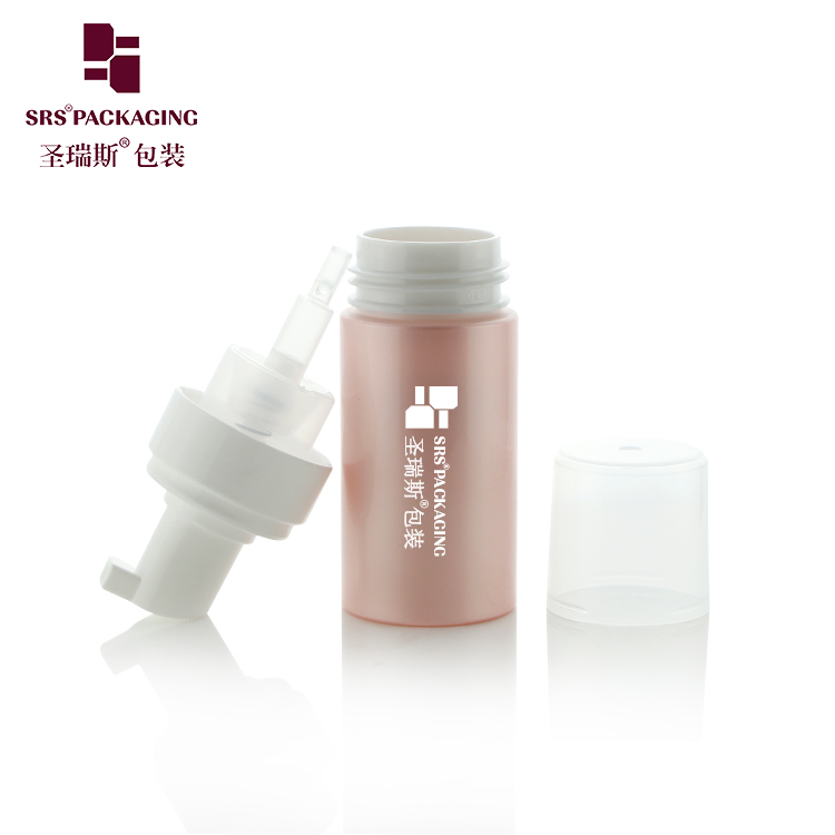 Eco-friendly custom pink cylinder pet face wash bottle with foaming pump dispenser 120ml