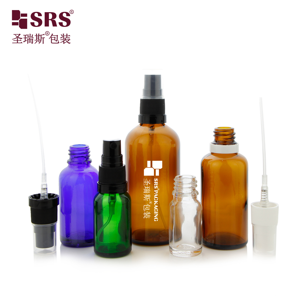 Empty 30ml 50ml 100ml Round Frosted Glass Essential Oil Fine Mister Room Tamper Proof Spray Bottle
