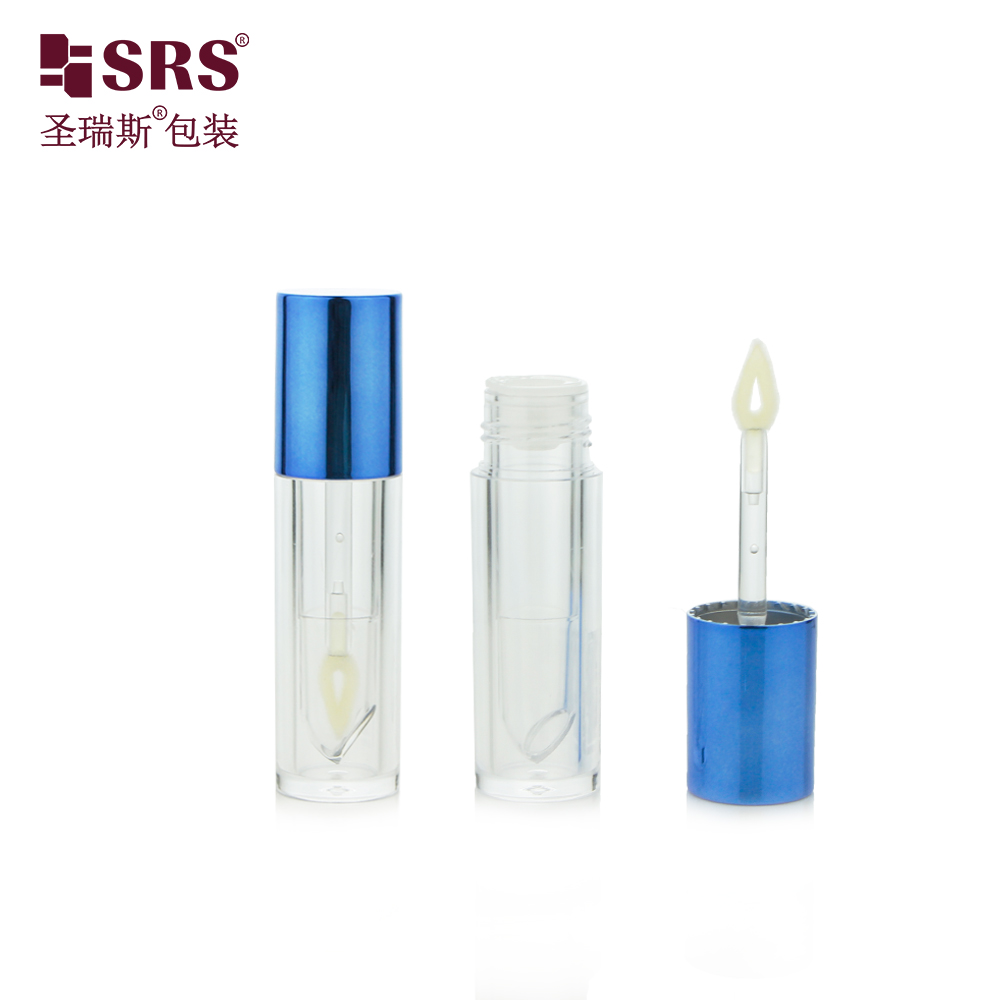 Empty 4ml Lip Lipstick Lip Gloss Tubes With Custom Packaging Round Shape Transparent Makeup Tube