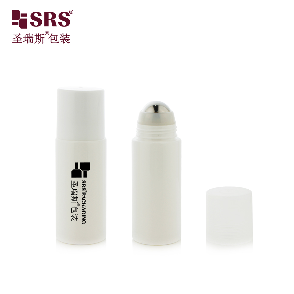 Empty 60ml White PET Plastic Eco friendly Bottle with Big Steel Metal Ball for Massage Gel