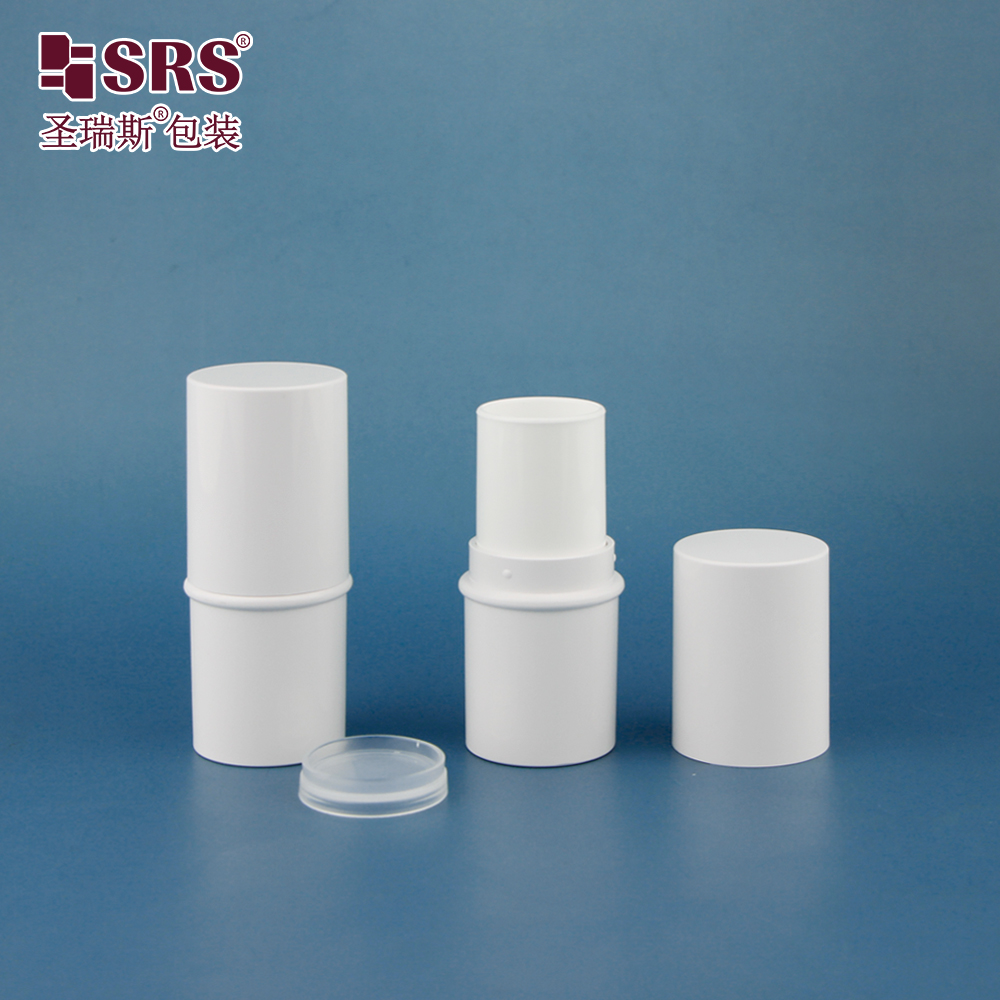 Empty ABS Plastic 6ml Stick Deodorant Container Round Shape Glossy White Twist Up Deodorant Tubes