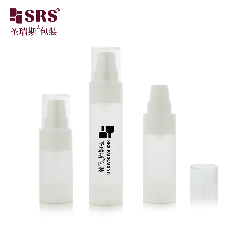 Empty Airless Serum Bottle 20ml 30ml 40ml 50ml Transparent Frosted PP Plastic Round Shape Packaging