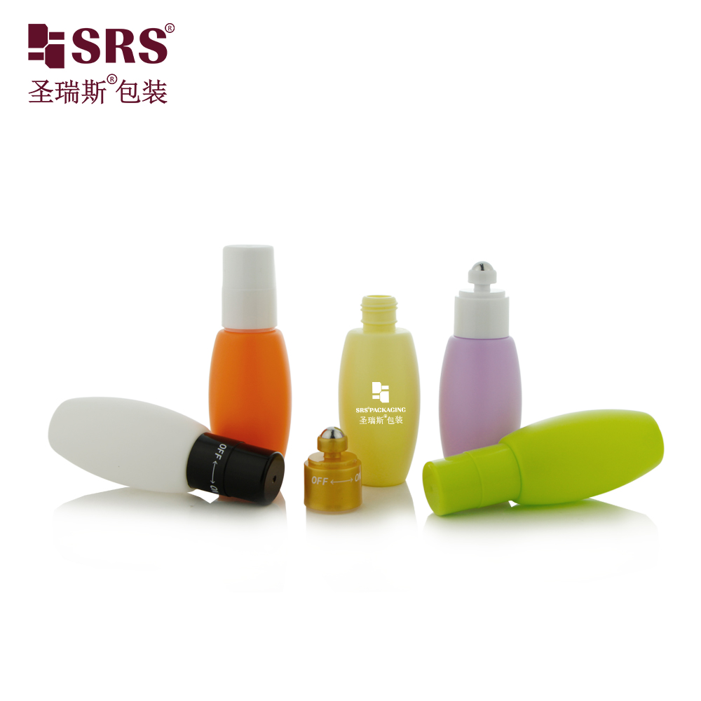 Empty Custom Plastic Roll on Bottle With ON/OFF Switch Stainless Steel Roller Ball 