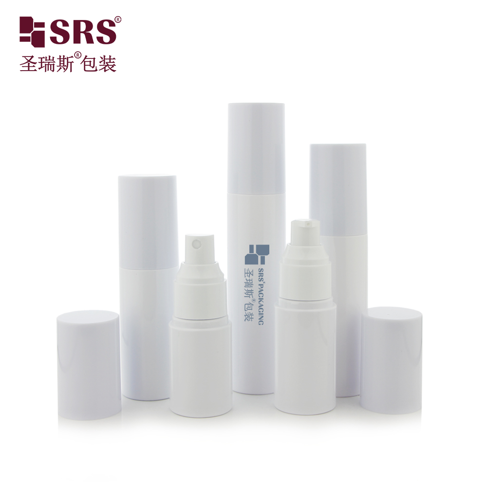 Empty PET Recycle Plastic White Bottle Full Cover Lid Glossy Container with Sprayer Pump
