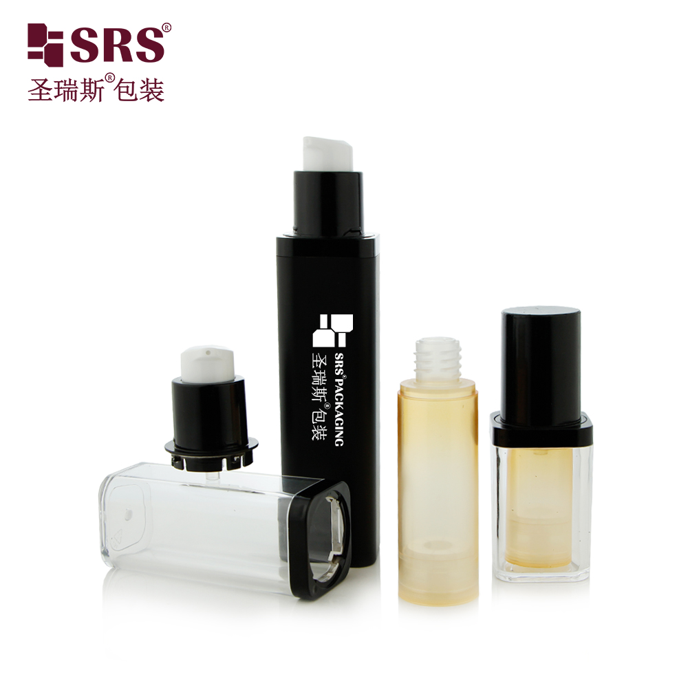 Empty PET Replaceable Double Wall Square Shape Custom Color Facial Serum Airless Bottle 50ml