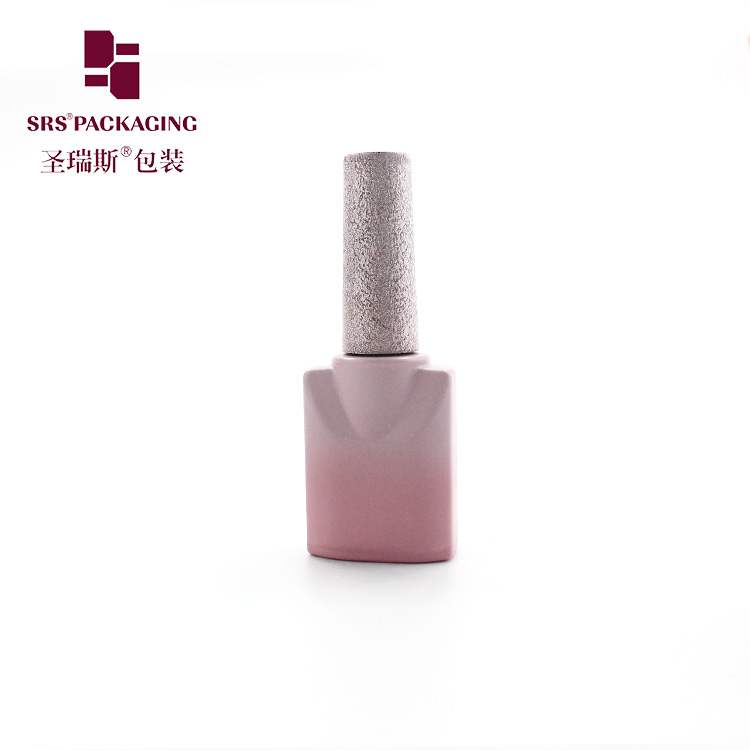 Empty Pink Nail Polish Bottle 10ml 1/3 oz Retangular Private Label Glass Bottle with Brush