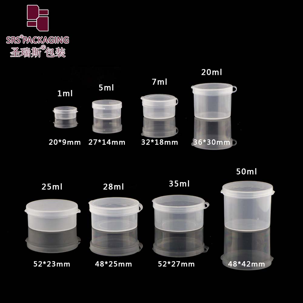 Empty Transparent 1ml 5ml 7ml 20ml 25ml 28ml 35ml 50ml Plastic Pill Bottles PP Jar With Flip Cap