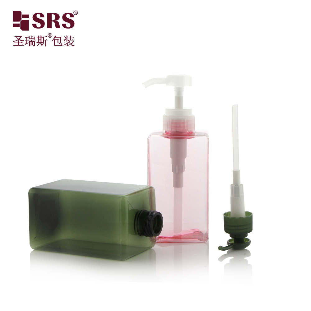 Factory Sale 50ml Rectangle Shape Shampoo Bottle PET Plastic Cosmetic Packaging Translucent Pink Hair Care Bottle