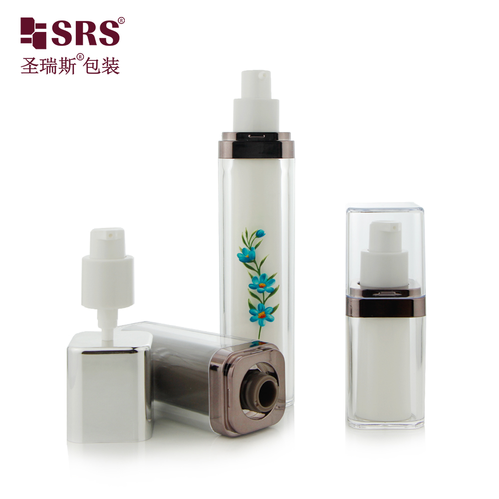 Free Sample 15ml 30ml 50ml Airless Press Pump Round Empty Plastic Foam Serum Lotion Bottle