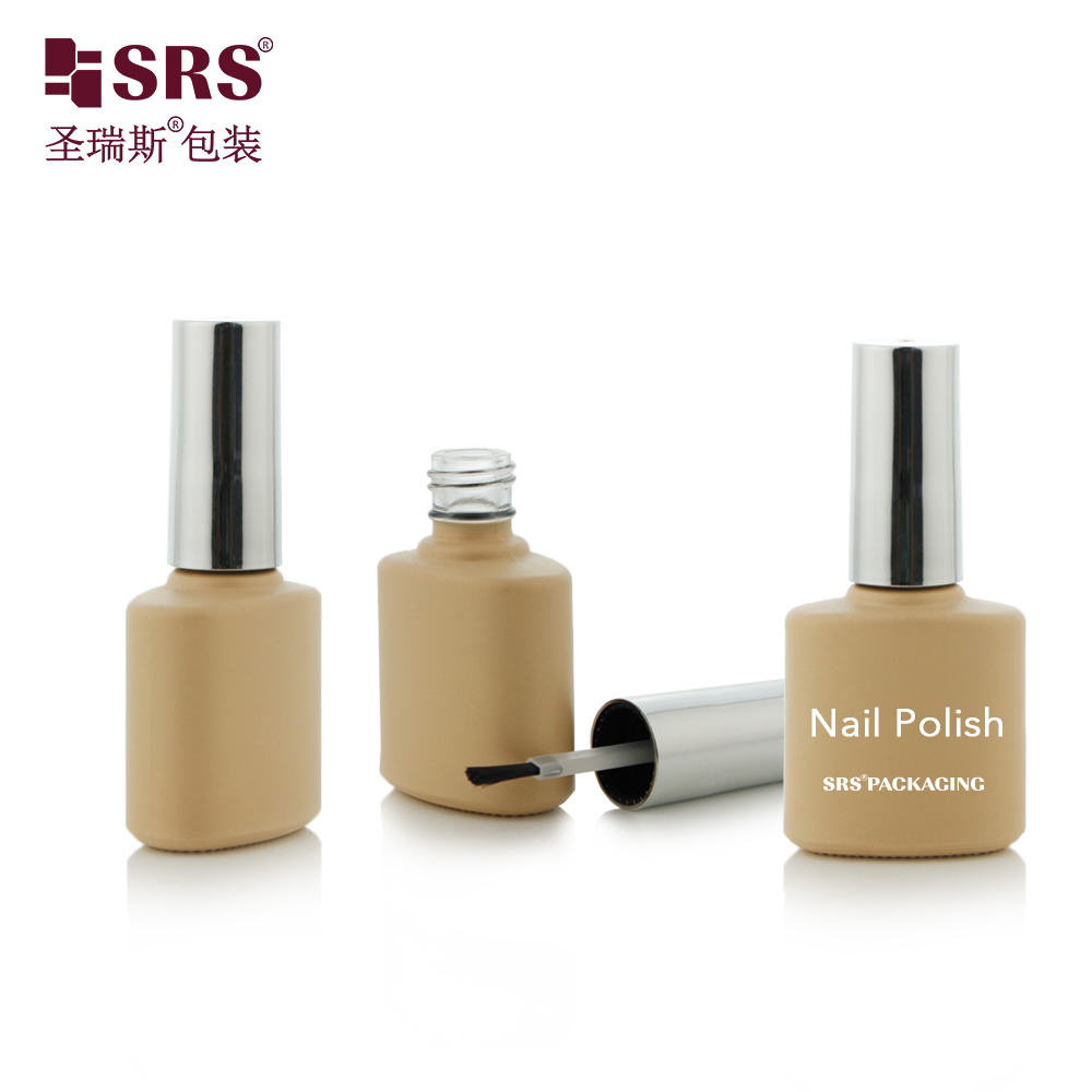 Free sample 15ml Frosted Matte Orange Empty Glass Gel Nail Polish Bottle with Brush