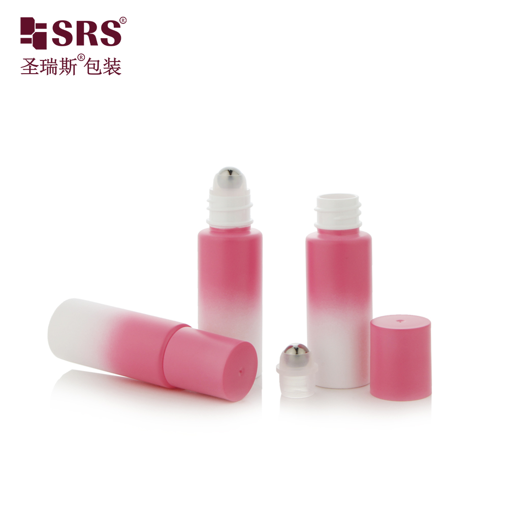 Gemstone Custom Eco Friendly Gel Personal Care 15ml 20ml Pink Gradient PET Roll On Bottle