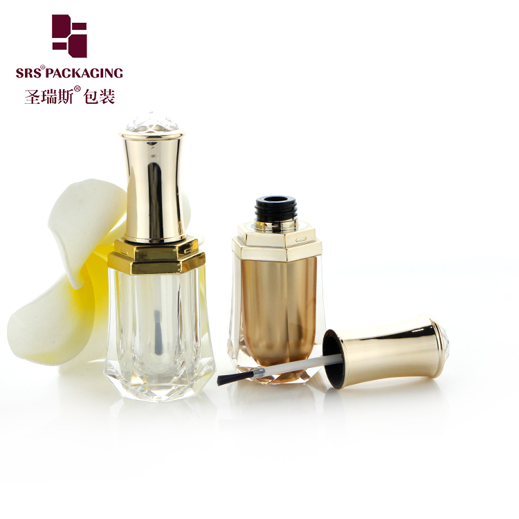 Gold Acrylic 8ml Nail Polish Bottles Empty UV Gel Nail Polish Packaging With Brush