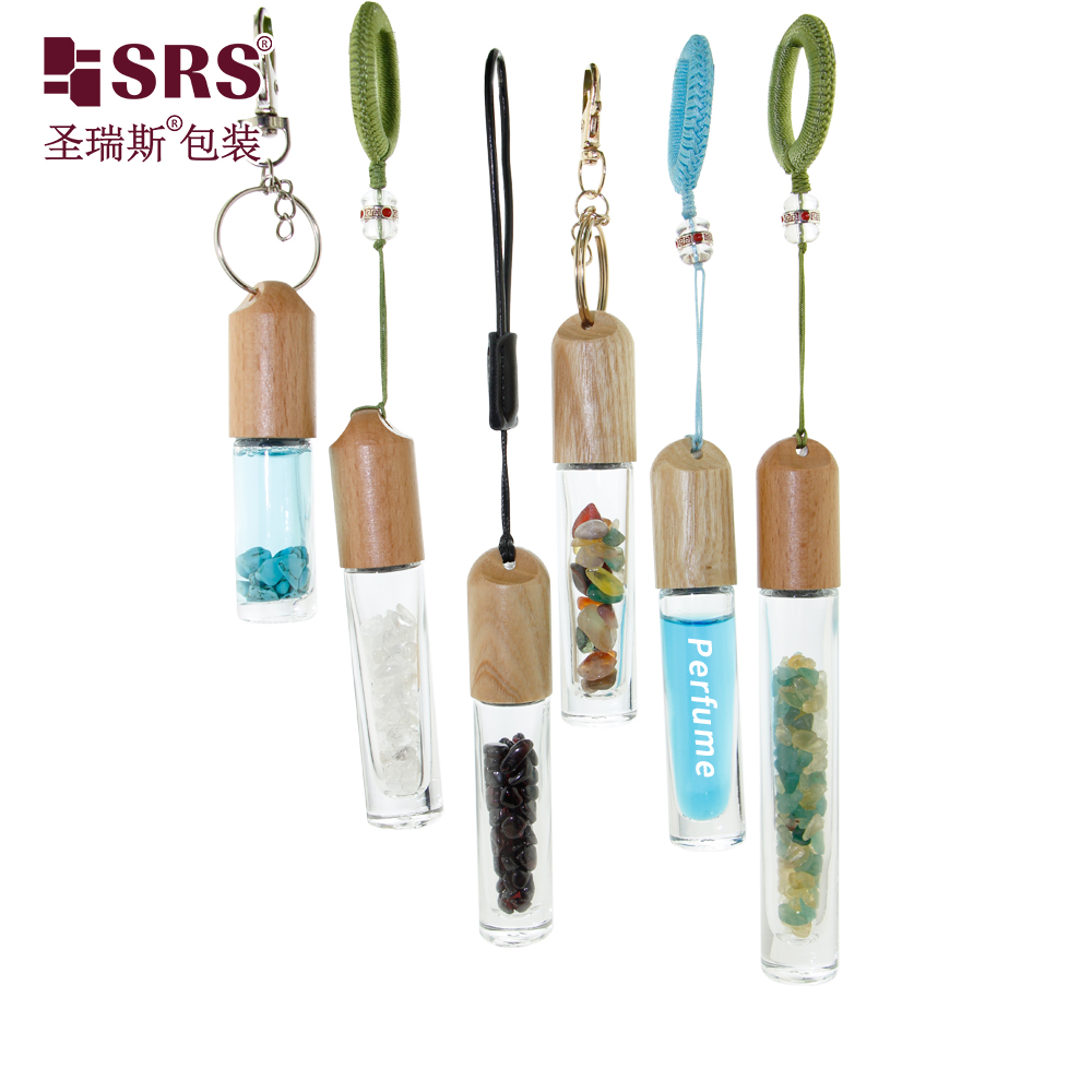 High Quality Metal Roller Ball 5ml 10ml Glass Roll On Bottles for Essential Oil with Wooden Ring Cap