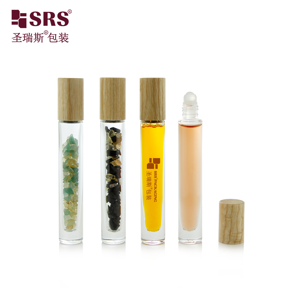 New Arrivals Essential Oil Perfume Glass Roll on Bottle for with long ashtree wood cap