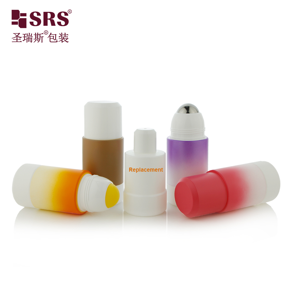 New Design PP PCR Replacement 50ml 75ml Plastic Deodorant Bottle Roll On Container With Stainless Ball