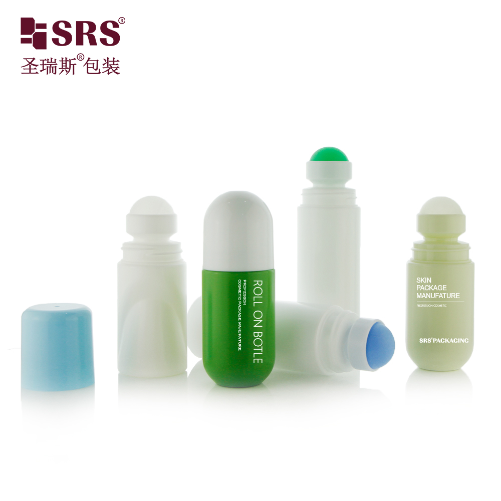 Custom Color Roll On Deodorant Bottle PP PCR Plastic Pain Relief Gel Roller Bottle With Plastic Roller Ball