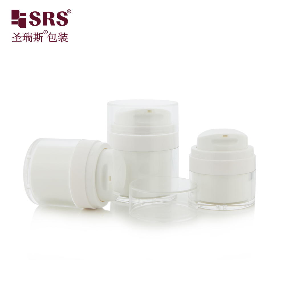 SRS Factory Price Empty 15ml 30ml 50ml Custom Injection Painting Metalized Color MS PP Airless Jar