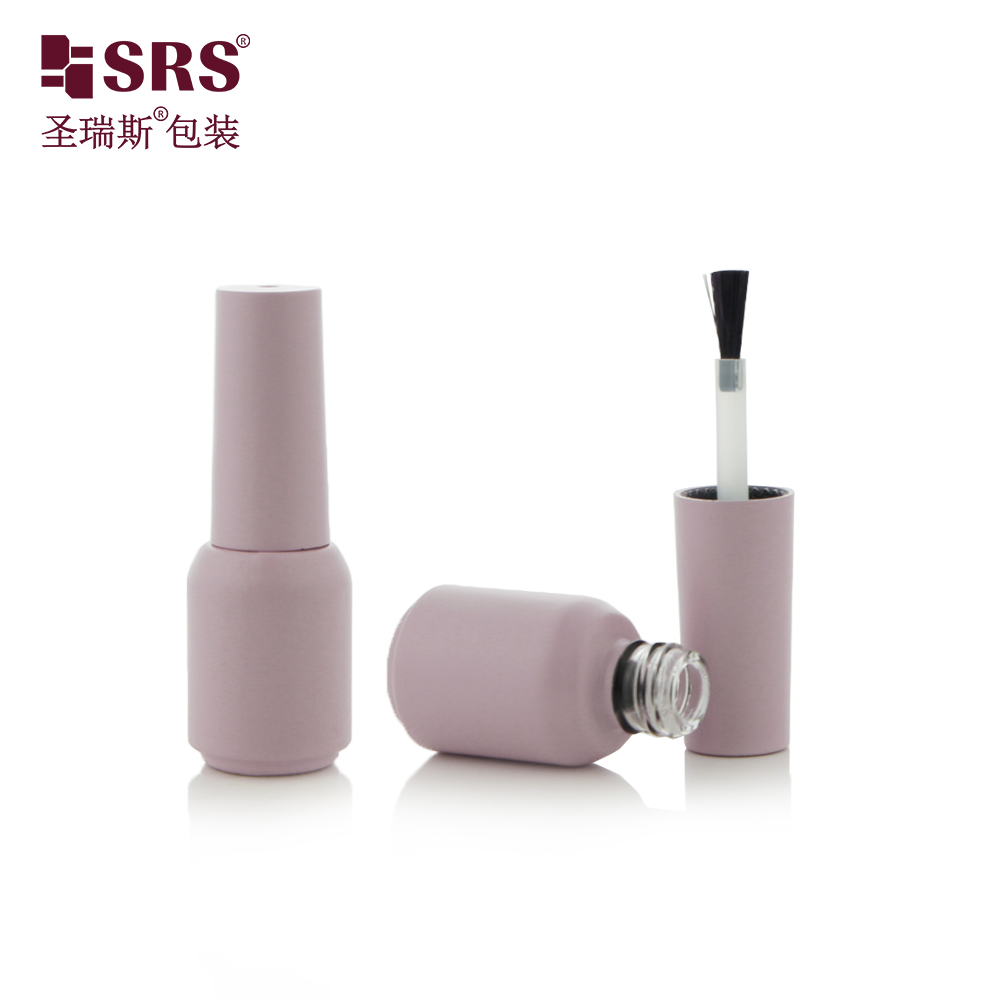 SRS Taro Pink Custom Color Round Bottom Frosted 5ml Glass Nail Polish Bottle With Brush
