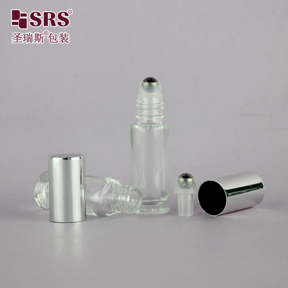 Thick Bottom 4ml Essential Oil Glass Roll On Bottle Travel Size Lip Care Oil Skin Care Packaging With Roller Ball