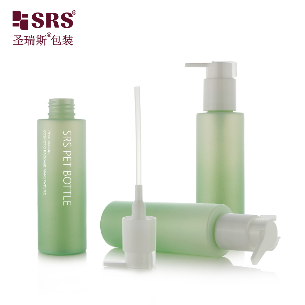 4oz skincare product cosmetic packaging 120ml gradient color flat pet bottle with lock pump