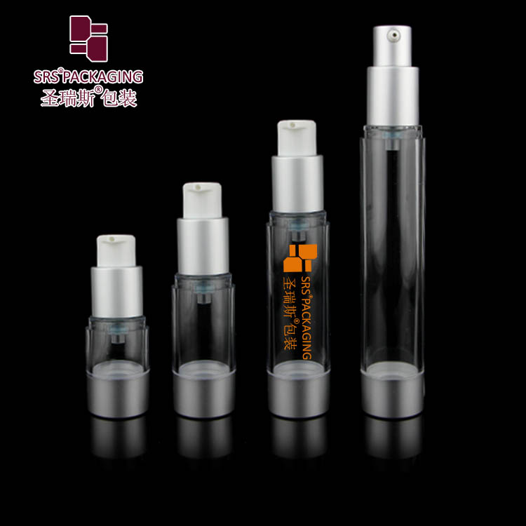 Transparent 10ml 15ml 20ml 30ml AS plastic airless spray bottle with vacuum pump