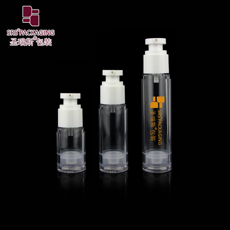 Transparent AS plastic cosmetic airless bottle spray pump lotion vacuum pumps serum container