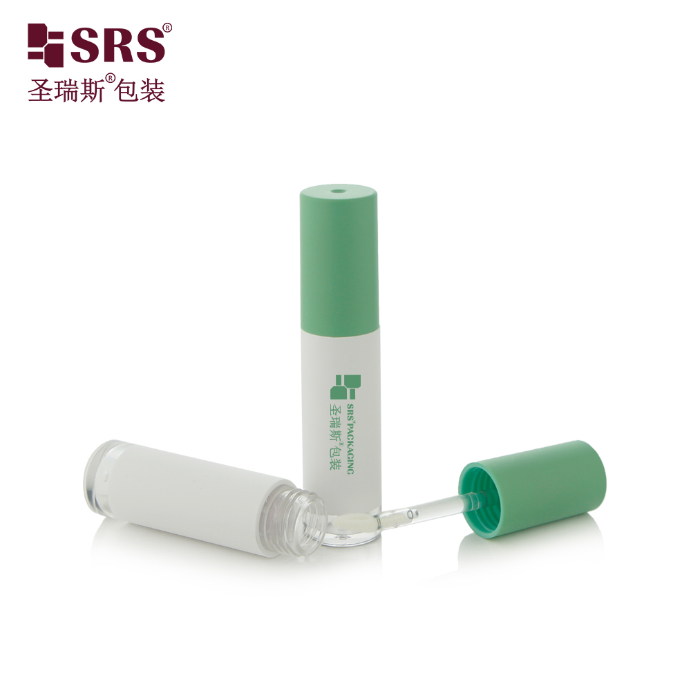 White Manufacturer Customized Matte Lip Glaze Tube with Green Cap For Eyeliner Growth Liquid Cosmetic Packaging