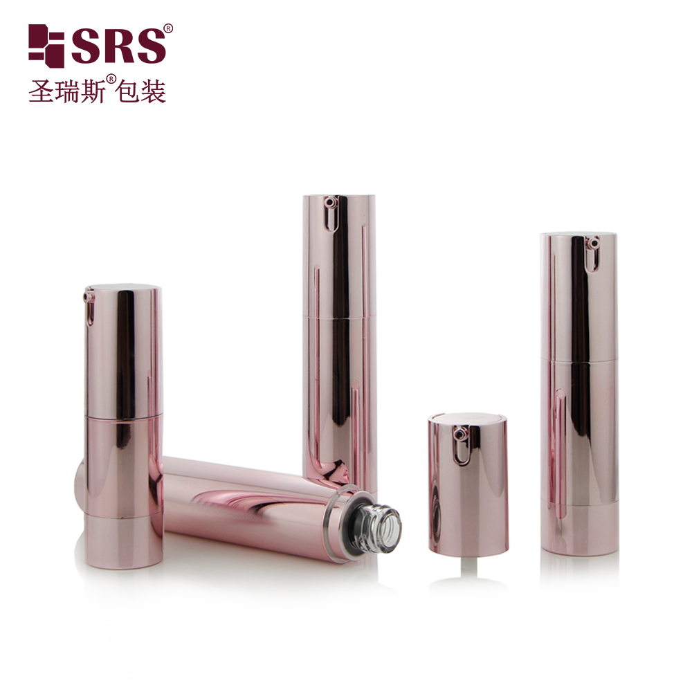 Wholesale 10ml 15ml 20ml 30ml Rose Gold AS Airless Bottle Round Lotion Pump Bottle Skin Care Packaging