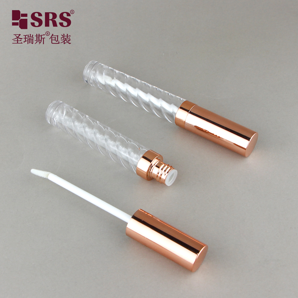 Wholesale 3ml Lip Gloss Rose Gold Tube With Brush Transparent Lip Gloss Container For Makeup Packaging