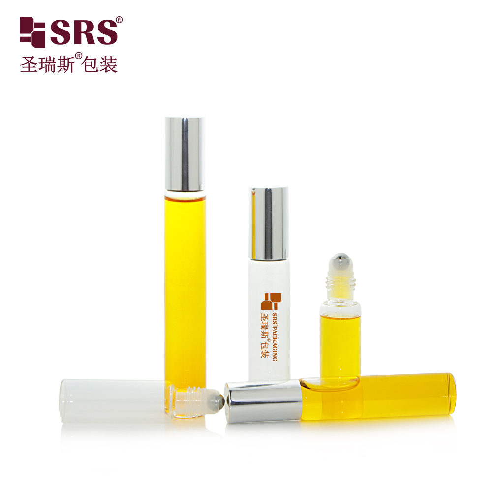 Wholesale Custom Transparent Slim 17mm Glass Roll on Bottle 8ml 10ml 15ml With Silver Metal Cap